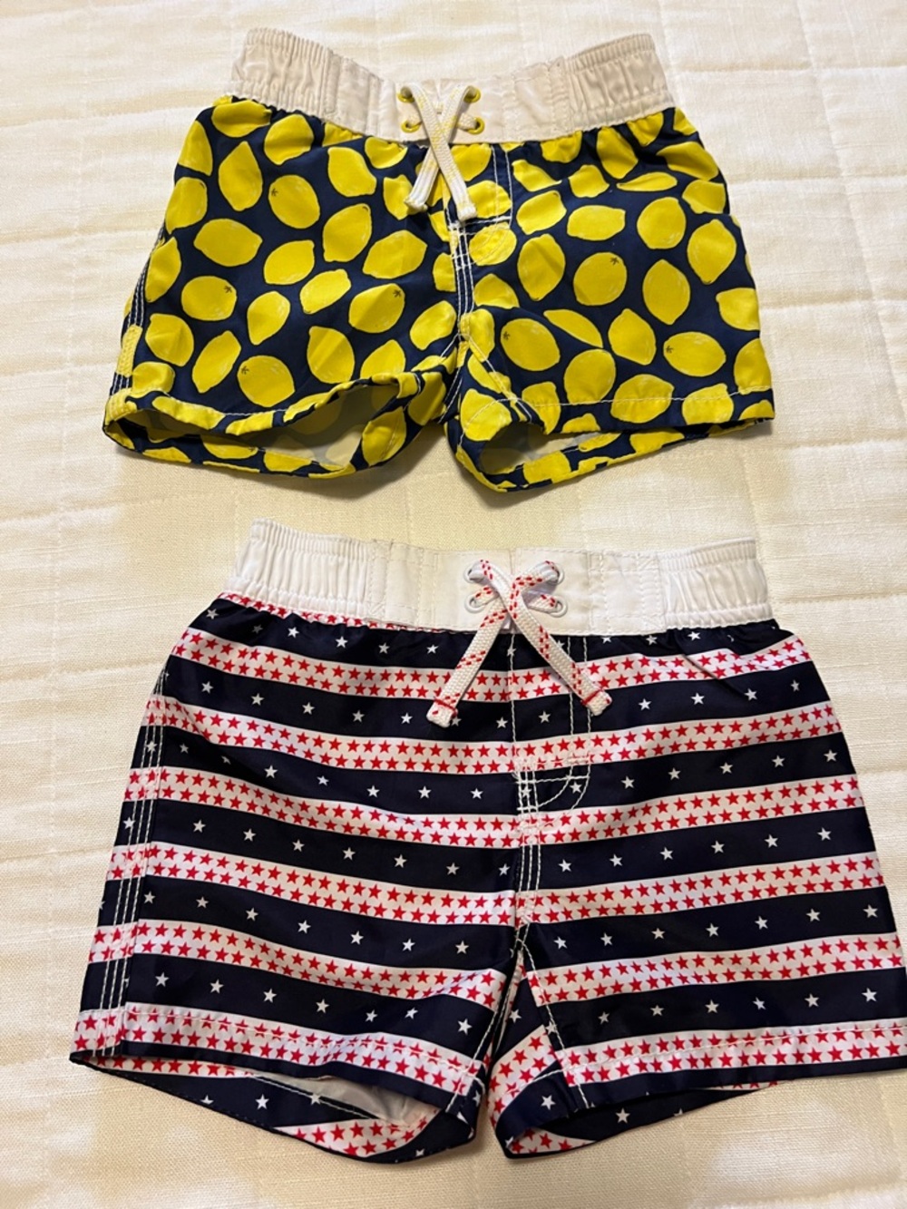 GAP Kids Swim Shorts - Yellow Lemon & Navy Stripe Star